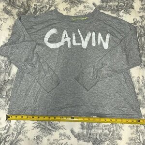 Calvin Klein Performance Heather Gray Top with Neon Lime Trim